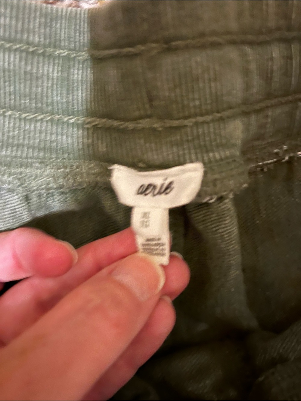 Aerie Wide Leg Drawstring Pants in Olive Green - Picture 2 of 3
